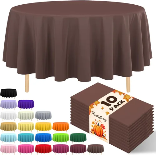Vista 37 de Paquete de 10 manteles desechables de plástico premium de 54 x 108 pulgadas, mantel rectangular para mesa, para cumpleaños, bodas, Navidad, Beige
