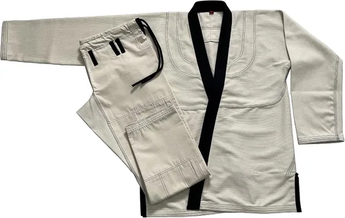 Vista 2 de Bjj Gi Jiu Jitsu - Kimonos Gi sin blanquear - Collar negro 100% algodón perl tejido 450GSM, Sin blanquear