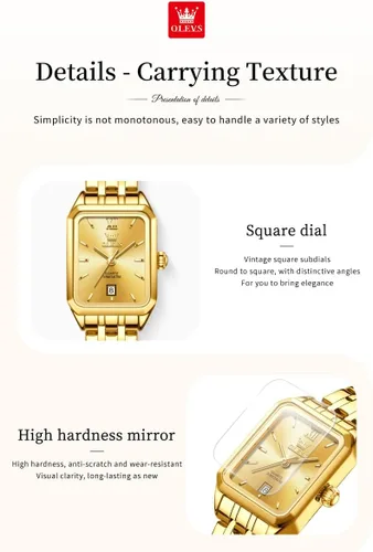 Vista 4 de OLEVS Square Watches for Women Dress Analog Small Female Watch Stainless Steel Waterproof Luminous Two Tone Fashion Set Watch for Lady