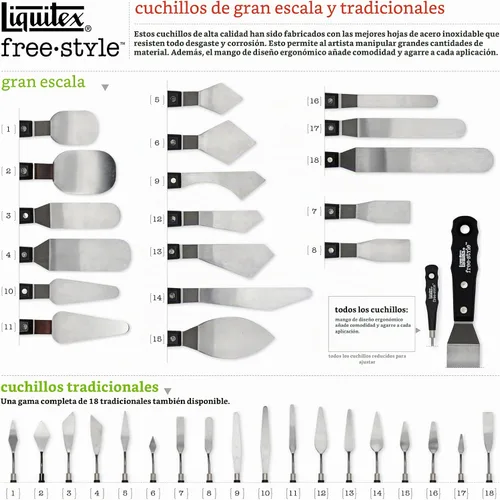 Vista 4 de Liquitex Cuchillo de pintura pequeño profesional Freestyle, n.º 1, plata/negro