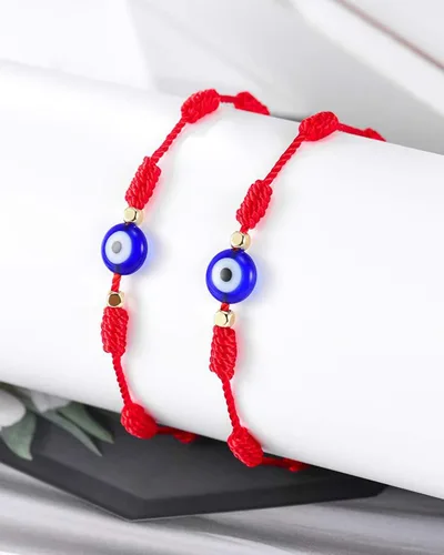 Vista 8 de Pulsera de 7 nudos contra el mal de ojo para mujeres, hombres y bebés, cuerda roja negra rosa, protección contra el mal de ojo, buena suerte, regalo