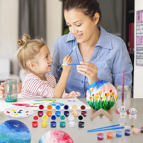 Vista 3 de Minleway Kit Recargable de Pintura para Hacer tu Propia Lámpara de Luna con 16 Colores, Kit de Artes y Manualidades para Niños, Mujeres, Niñas