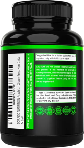 Vista 3 de Suplemento de ácido araquidónico de 1500 mg (150 cápsulas), suplemento muscular y de fuerza para masa muscular y recuperación para hombres