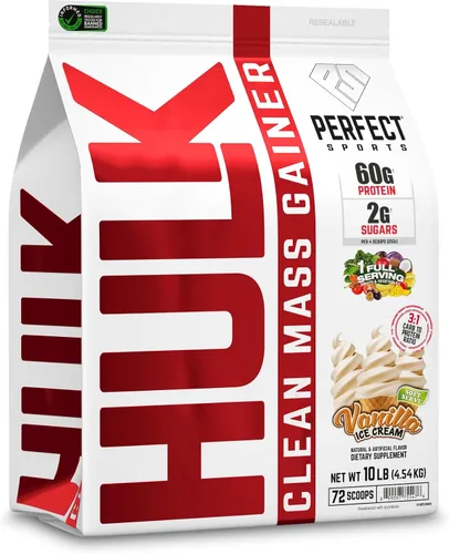 Vista 2 de PERFECT SPORTS Clean Mass Gainer 1.76 oz de proteína de suero Porción completa de frutas y verduras 99% eliminado sin lactosa y gluten 5