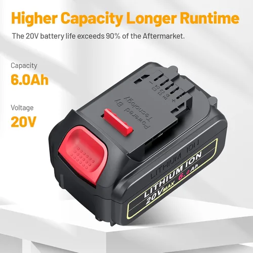 Vista 2 de Futurebatt Batería de iones de litio de 20V de repuesto para Dewalt 20V Max 6.0Ah Compatible con baterías Dewalt DCB205 DCB206 DCB207 DCB204 DCB201