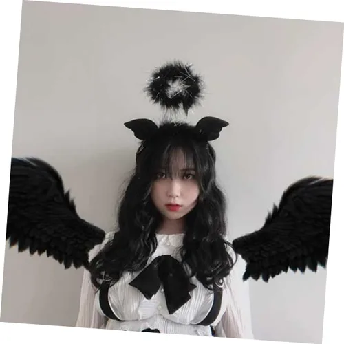 Vista 6 de SHERCHPRY 2 Pcs White Hair Ribbon Headband Black Halloween Hairhoop Hair Accessories Turban Headband Dark Headband