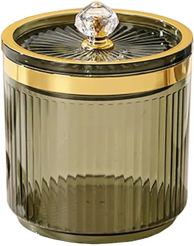 Vista 6 de Plástico algodón hisopo bola Pad Pad Holder Floss Organizer Box Clear Container Dispenser-Amber