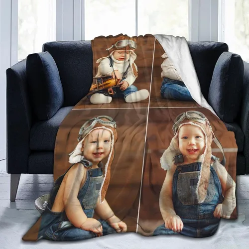 Vista 10 de Manta personalizada con fotos, texto, manta personalizada de collage de fotos, manta de franela personalizada, ropa de cama de cumpleaños, Navidad