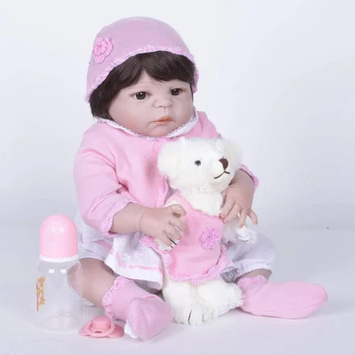 Vista 4 de Memory Aids - Muñeca Reborn de silicona completa de simulación de muñeca bebé de 22 pulgadas C01
