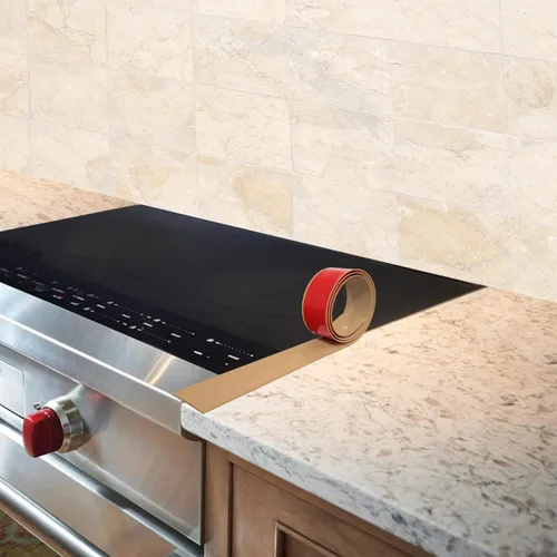 Vista 6 de Rubber Bond Cubiertas para huecos para estufas de cocina, cubierta autoadhesiva para horno, estufas y mostradores, rellenos flexibles para espacio