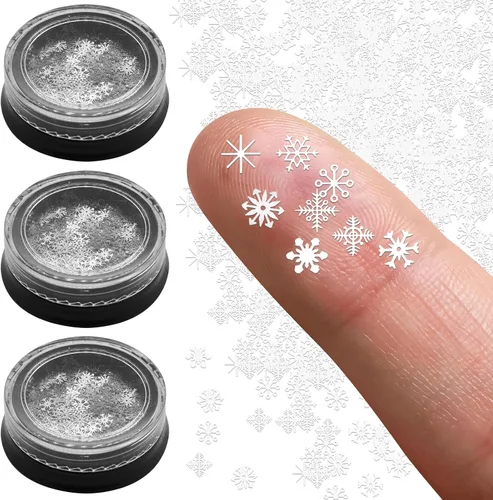 Vista 8 de 300 piezas de mini copos de nieve de invierno para Navidad, pequeños dijes de copo de nieve, mini adornos de copos de nieve de metal