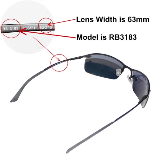 Vista 5 de Walleva Lentes de repuesto para lentes de sol Ray-Ban RB3183 de 2.480in, múltiples opciones disponibles, talla única