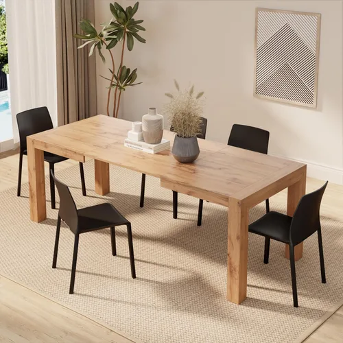 Vista 11 de Mobili Fiver, Iacopo Mesa de comedor extensible, color blanco Ashwood, fabricada en Italia