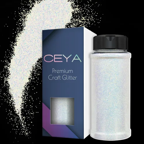 Vista 9 de Ceya Purpurina blanca ultra fina de 3.5 onzas/3.53 oz Coastline blanco iridiscente para manualidades, purpurina de 1/128 pulgadas, 0.008 pulgadas