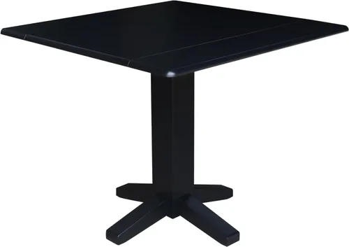Vista 15 de IC INTERNATIONAL CONCEPTS Mesa de comedor cuadrada de madera maciza de 36 pulgadas con doble hoja, multicolor Nogal/Concha
