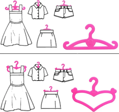 Vista 6 de 62 perchas de plástico rosa para muñecas de 11.5 pulgadas, accesorios para ropa, vestido, vestido