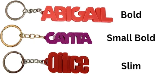 Vista 9 de Bold Letter Personalized Keychain, 3D Printed Keyring, Custom Name, Personalised Party Favor, 3D Printed Keychain, Stocking Stuffer (Custom)