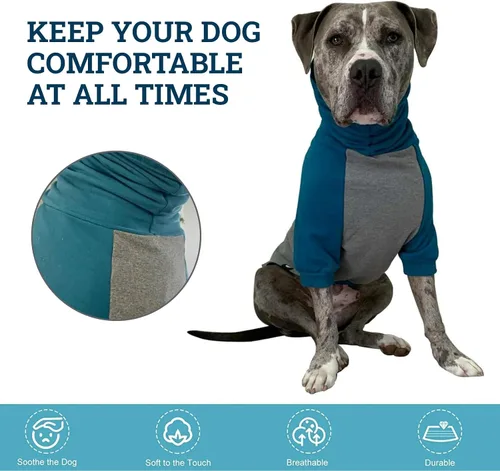 Vista 7 de Tooth & Honey Suéter para perros grandes, ropa cálida de mezcla de algodón para razas grandes, sudadera suave para perros con cuello alto