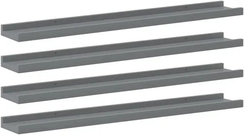 Vista 25 de Black Floating Shelves Set of 4, Wall Mounted MDF Shelves with Matte Finish for Living Room, Bedroom Decor Display