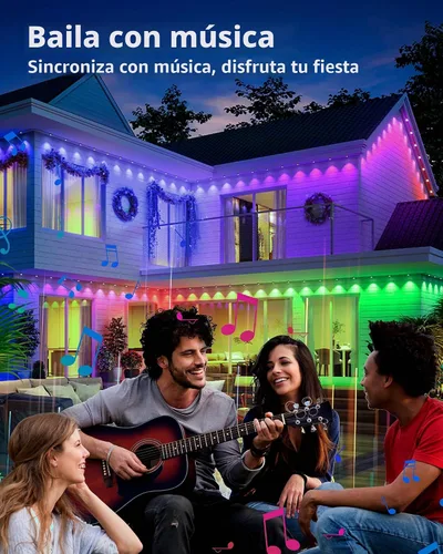Vista 5 de Luces Permanentes para Exteriores de 111 Pies, 72 Luces RGB para Aleros con Control de Aplicación Remota, IP65 Impermeables Luces de Eternidad