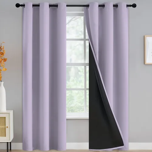 Vista 72 de Yakamok Cortinas negras, cortinas de ventana con aislamiento térmico y eficiencia energética para dormitorio, cortinas opacas completas y cortinas
