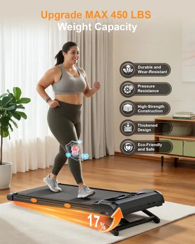 Vista 4 de Walking Pad with 10% Incline & Handle Bar, Low Noise Walking Pad Treadmill for Home Small, Rayspace 3.5HP Treadmill with Incline, 4 in 1 Portable