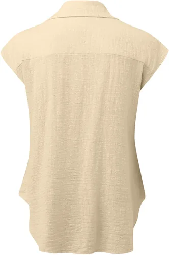 Vista 50 de Ceboyel Camisas para mujer de moda de verano, algodón, lino, manga corta, cuello con botones, blusa casual para mujer 2023