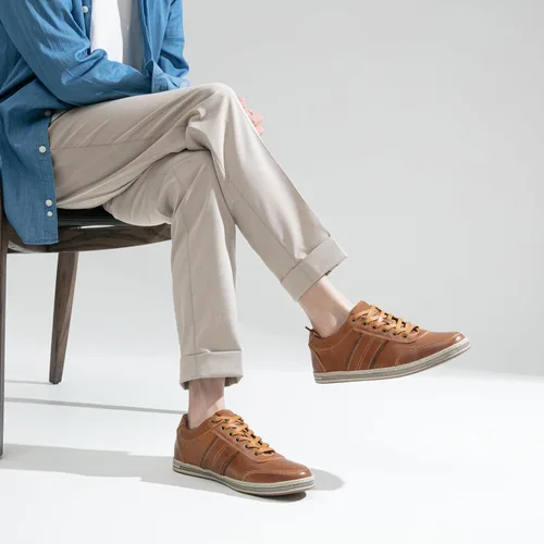 Vista 2 de Jousen Men's Leather Fashion Sneakers Retro Dress Business Casual Shoes for Men