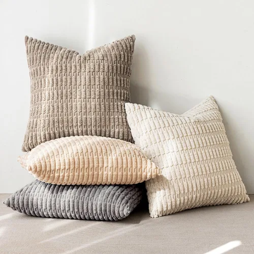 Vista 2 de MIULEE - Paquete de 4 fundas de almohada decorativas de pana suave, 18 x 18 pulgadas, para sofá, sala de estar, sillón y cama, decoración rústica