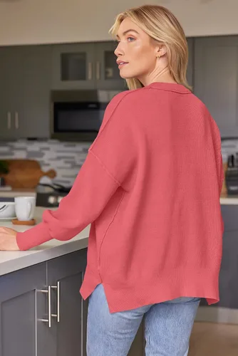 Vista 120 de Lillusory - Suéter extragrande con mangas de murciélago y cuello redondo para mujer, prenda moderna de otoño de tejido de punto sin botones