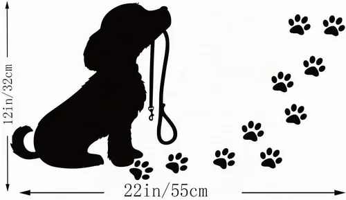 Vista 4 de Calcomanías de vinilo con estampado de patas de perro, calcomanías extraíbles para mascotas, para niños y niñas, decoración de habitación de bebé