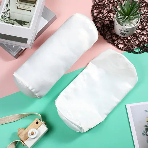 Vista 6 de Tatuo 2 fundas de almohada redondas cervicales blancas para almohada cervical, rollo cervical, cojín redondo de cilindro de memoria