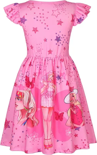 Vista 2 de Vestido de disfraz para niñas, con dibujos animados, manga con volantes, traje de verano, fiesta de cumpleaños, juguete de regalo