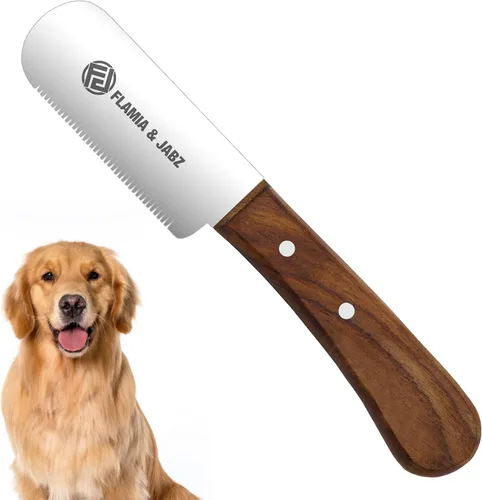 Vista 13 de FLAMIA & JABZ Cuchillo profesional para pelar a mano para el aseo de perros, herramienta para recortar, mango de madera Meranti rojo agarre