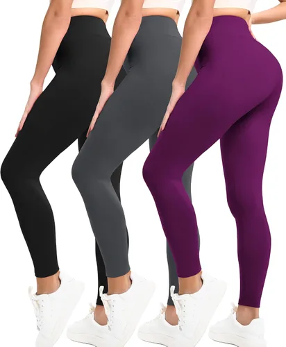 Vista 15 de Natural Feelings Buttercloud - Paquete de 3 leggings para mujer, cintura alta, pantalones de yoga suaves como la mantequilla, para uso diario