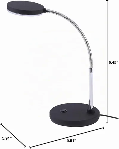 Vista 10 de Bostitch Lámpara de escritorio LED de cuello de cisne de metal, sin parpadeo, cabeza ajustable (VLED1800BK), color negro