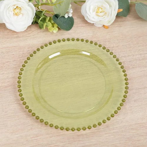 Vista 14 de Efavormart - Paquete de 10 platos de plástico para aperitivos de postre en oro ámbar con borde de cuentas, platos redondos desechables para ensalada