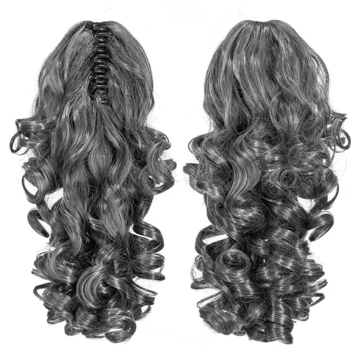 Vista 18 de 12-Pulgadas Extensiones de Cola de Caballo Cortas con Rizos de Tornillo y Pinza de Gancho Extensiones de Cabello Sintético con Cordón Extensiones