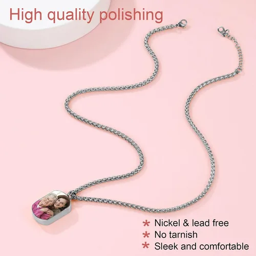 Vista 174 de FindChic Collares personalizados con urna para cenizas, barra vertical, gato, luna, reloj de arena, garra de perro, acero inoxidable, chapado en oro