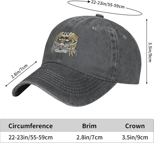 Vista 8 de Cowboy Hat Trendy Hats for Man and Women Djustable Four Season Outdoor Baseball Cap of Hell Skull with Angel Deep Heather