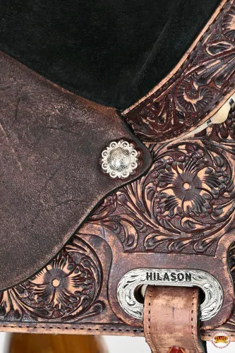 Vista 7 de HILASON Flex Tree Western Horse Sillín American Leather Trail Barrel American Saddle Horse Sillín de cuero Sillín occidental Sillín