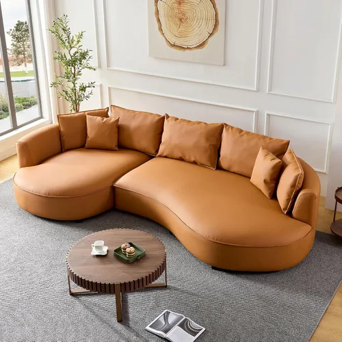 Vista 35 de Sofá Seccional Curvo de 106 pulgadas Sofá de Esponja con Chaise Lounge para Sala de Estar, Sofá Seccional Moderno en Forma de L, Sin Estructura