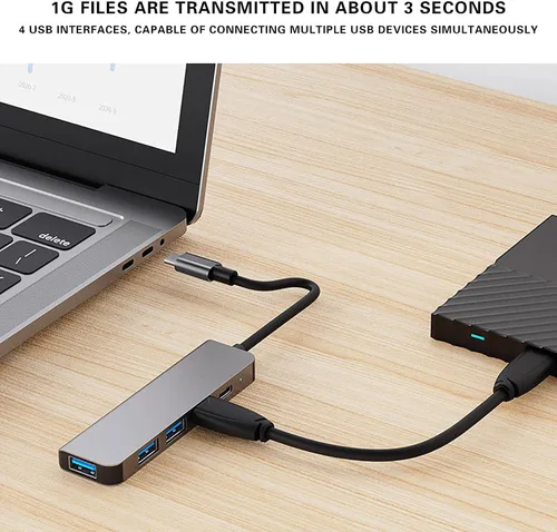 Vista 4 de Hub USB multiUSB Splitter 5Gbps USB 3.0 Extensor Hub con 4 puertos, cable de extensión USB súper velocidad HUB Splitter Expansión para mouse Flash