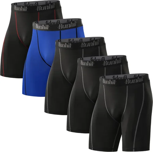 Vista 10 de Runhit - Pantalones cortos de compresión para hombre, ropa interior de licra, pantalones cortos para correr, entrenamiento y actividades deportivas