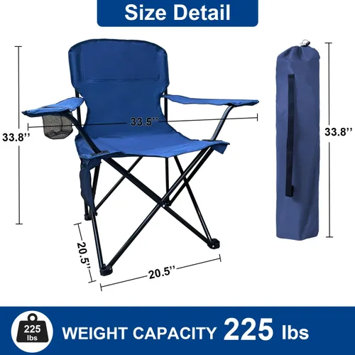 Vista 3 de Sillas Plegables de Camping Colapsables Silla de Césped Resistente con Bolsa para Refrescos, Bolsillo de Almacenamiento, Bolsa Impermeable Silla