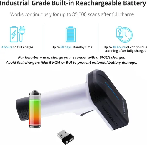 Vista 5 de ScanAvenger Escáner de Código de Barras Bluetooth Inalámbrico Portátil 1D&2D con Soporte Bluetooth: Escáner de Mano 3-en-1, Inalámbrico, Pistola