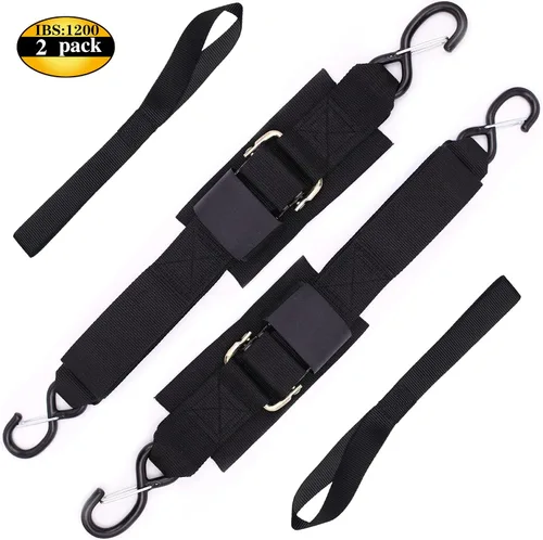 Vista 7 de Correas de amarre para remolque de barco, correas de amarre con ganchos de cierre y accesorios de bucle suave, correas de seguridad ajustables
