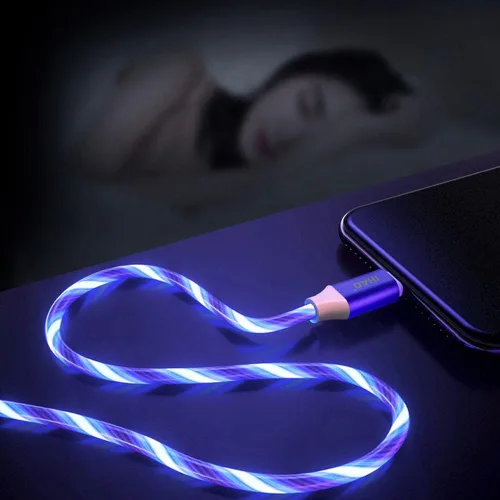 Vista 7 de IHAO Cable de carga multipuerto, 3 combinaciones en un cable USB A a USB C/Micro USB PD, cable de carga rápida iluminado LED que fluye compatible