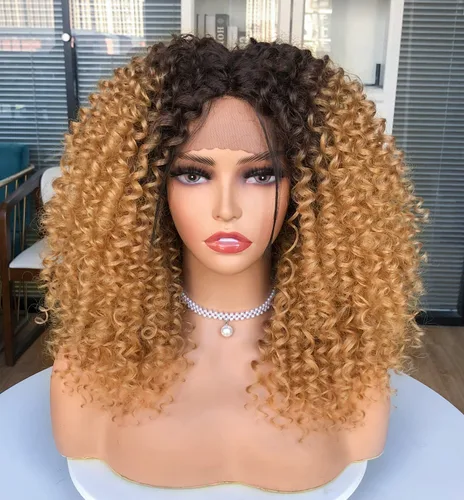 Vista 9 de Pelucas rizadas con encaje frontal para mujeres negras, peluca de encaje frontal corta y rizada prearrancada con abuelitos, aspecto natural, afro