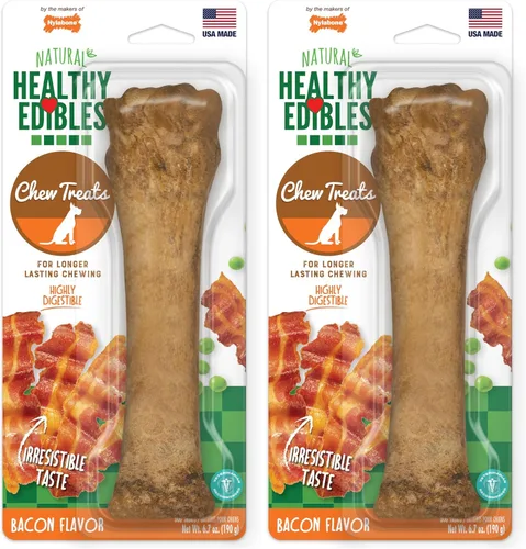 Vista 14 de Nylabone Healthy Edibles Masticables Naturales para Perros de Larga Duración con Sabor a Tocino para Perros, X-Large/Souper (1 unidad)